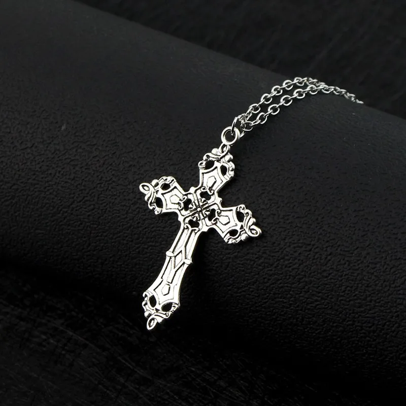 Vintage Cross Pendant Necklace for Men Women Goth Accessories Gothic Grunge Male Neck Long Chain Summer Aesthetic Holiday Gifts
