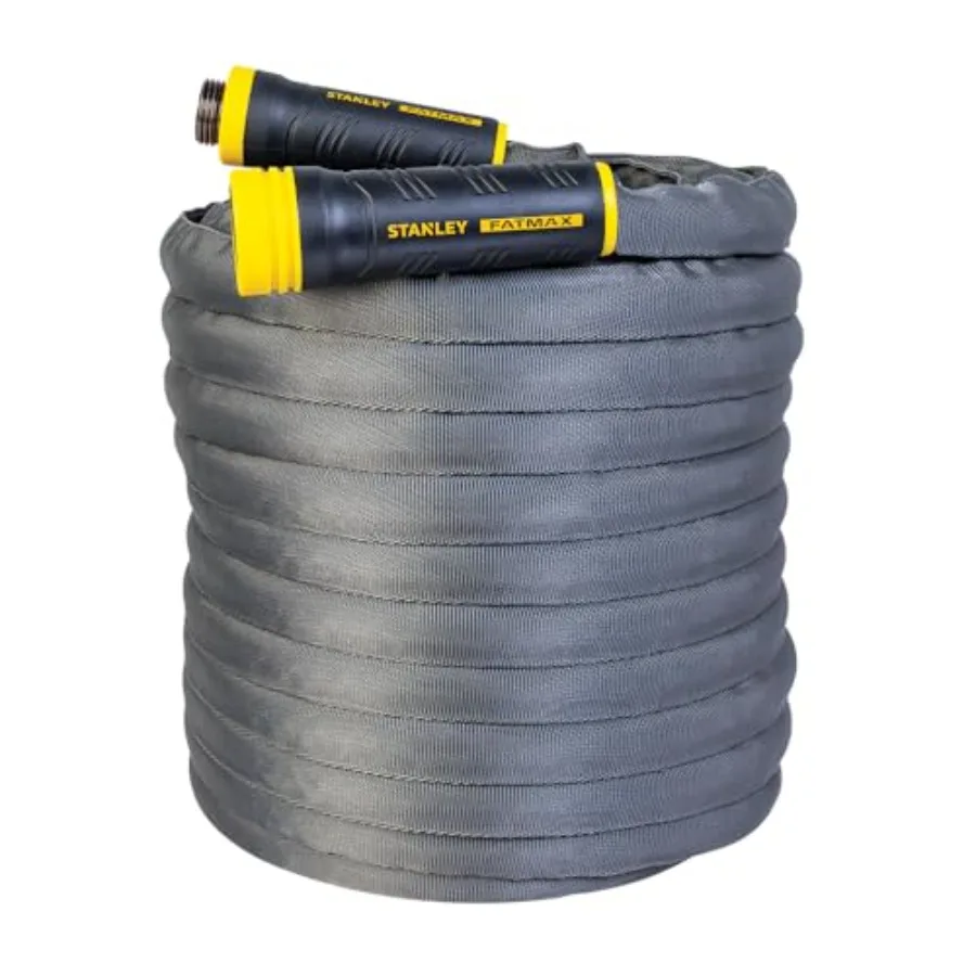 

75 ft x 5/8 in Heavy-Duty EXOJACKET Fabric Garden Hose for Outdoor Use - Durable UV-Resistant Black with Quick Connect Fittings
