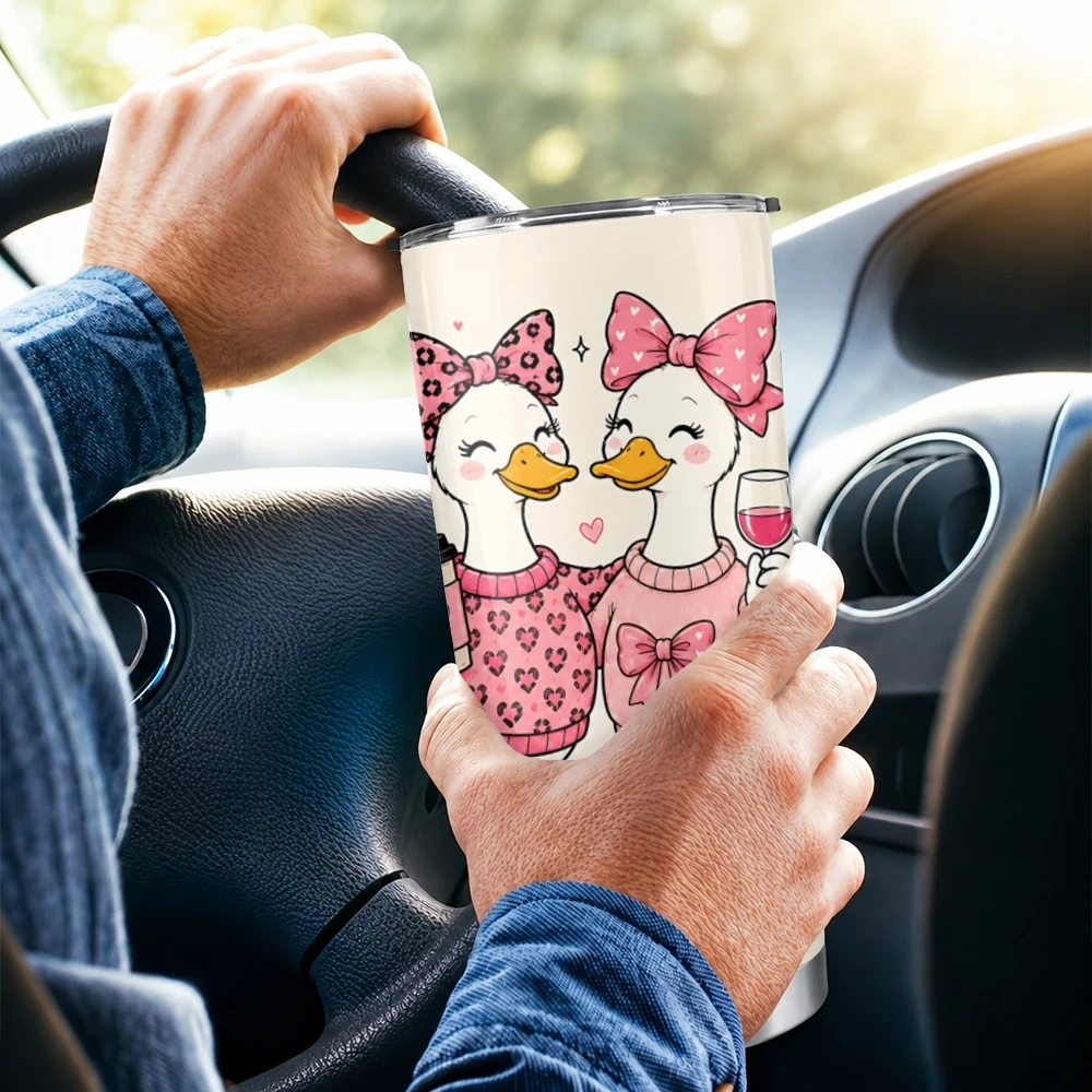 Funny Mama Goose Vacuum Flasks 20oz Long Lasting Hot Cold Drinks Container Leakproof Stainless Steel Cup&Straw&Travel Gift