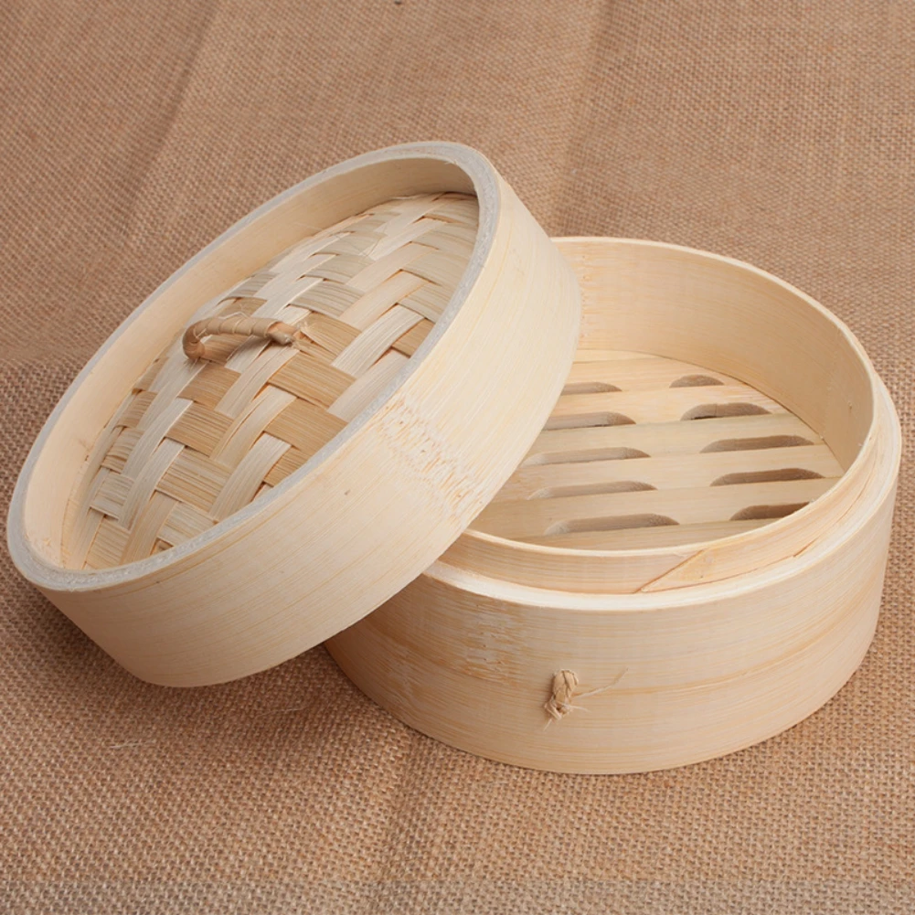 1pc Handmade Bamboo Steamer Shape Soap Box Drain Soap Holder For Bathroom Kitchen Shower Soap Sponge Storage Plate Tray