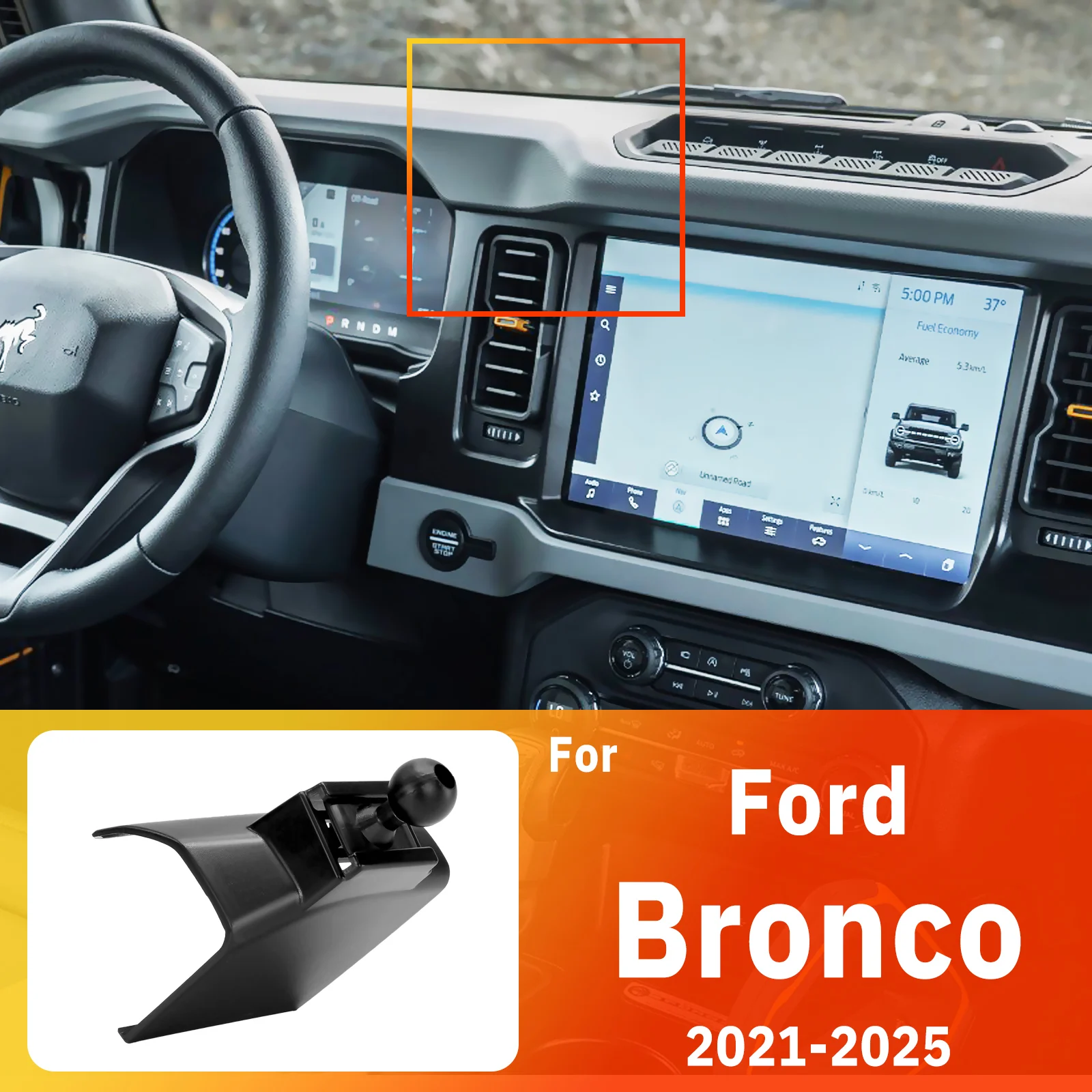 Entwickelt für Ford Bronco 2021-2023 2024 2025 Handyhalterung Auto Magnetische Halterung Smart-Sensing Kabelloses Laden Ein-Tasten-Freigabe