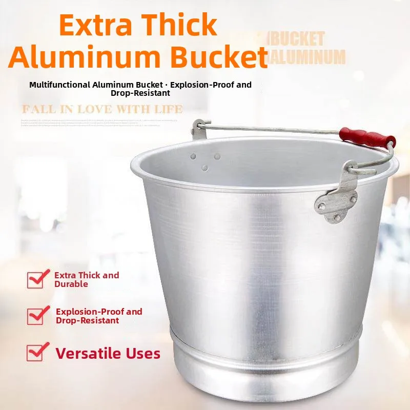 

Thickened Aluminum Bucket Old Style Large Capacity Aluminum Water Bucket with Cover Home Use Handheld Bucket Chemical Bucket