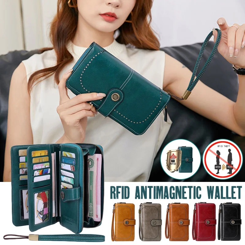 

Ladies Anti-Theft Anti-Magnetic Clutch Bag Women Purse Wallet Card Holder with Rfid Protection Large Capacity Clutch Bag