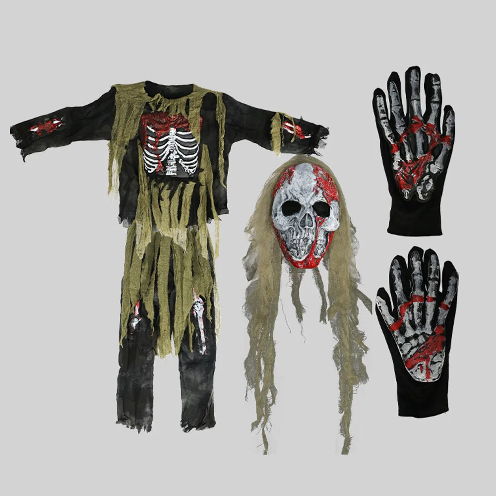 Bambini Bloody Skeleton Zombie Costume Cosplay bambini che vivono Dead Swamp Skull Monster Purim Halloween Carnival Party Suit Costume