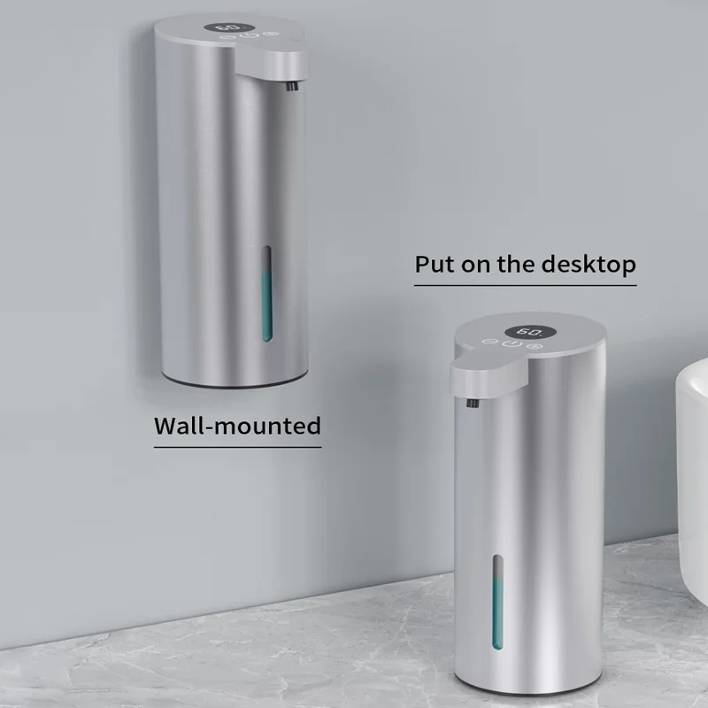 New Digital Display Stainless Steel Soap Dispenser Bathroom Kitchen Hotel Wall-Mounted Infrared Sensing Hand Sanitizer Dispenser