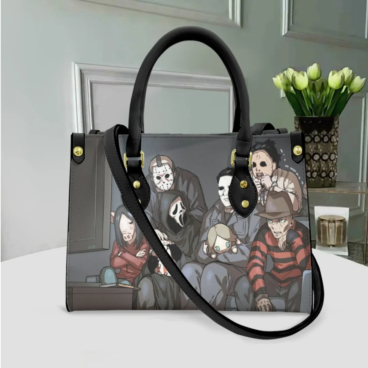 Bolso de hombro Vintage de cuero Pu con asa superior para mujer, bandolera de lujo con diseño de película de terror Friends, bolso de mano elegante para fiesta