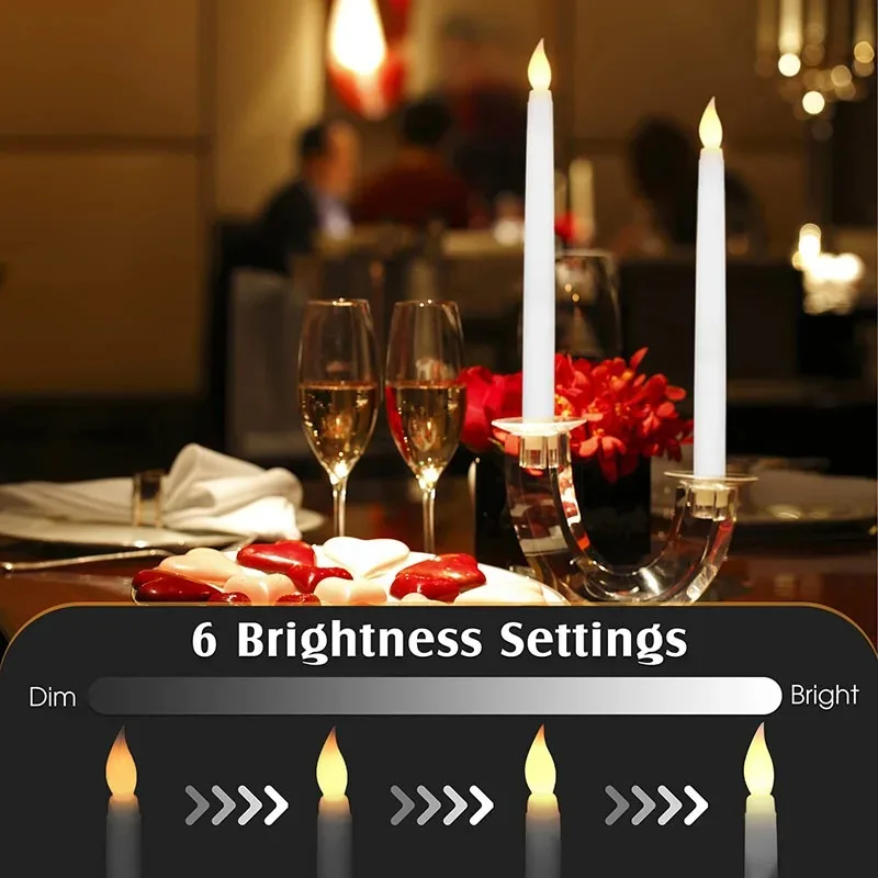 48-12Pcs Taper Candles Flameless Flickering LED Candle Battery Operated Candle Dinner Candle Light for Wedding Centerpiece Decor