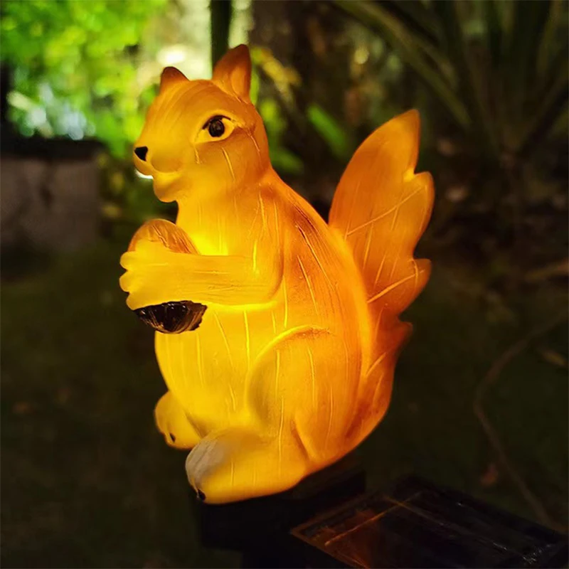 New Led Solar Squirrel Modeling Lamp Animal Plug-In Villa Garden Ground Plug Solar Lights for Garden Lawn Decoration