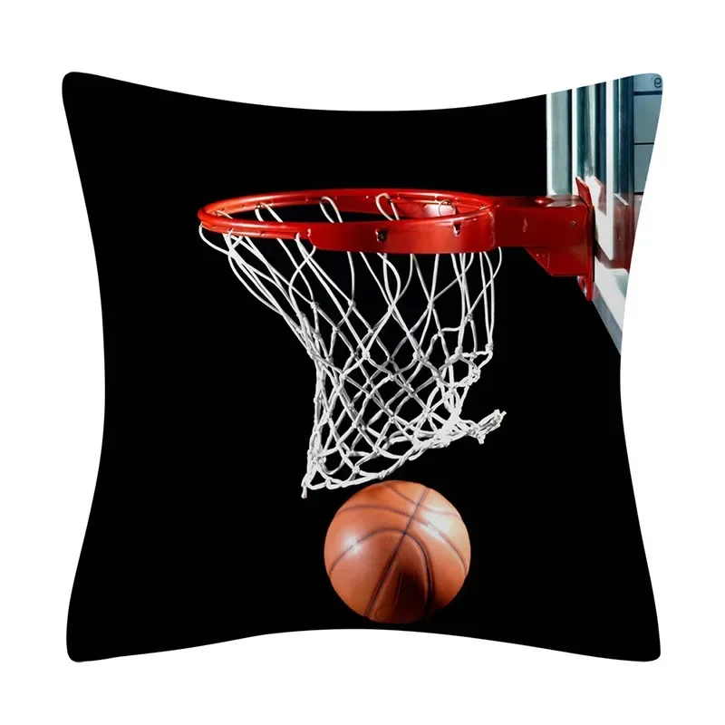Football Basketball Rugby Double-sided Printed pillow cover Short plush Suitable living rooms bedrooms sofas throw cushion cover