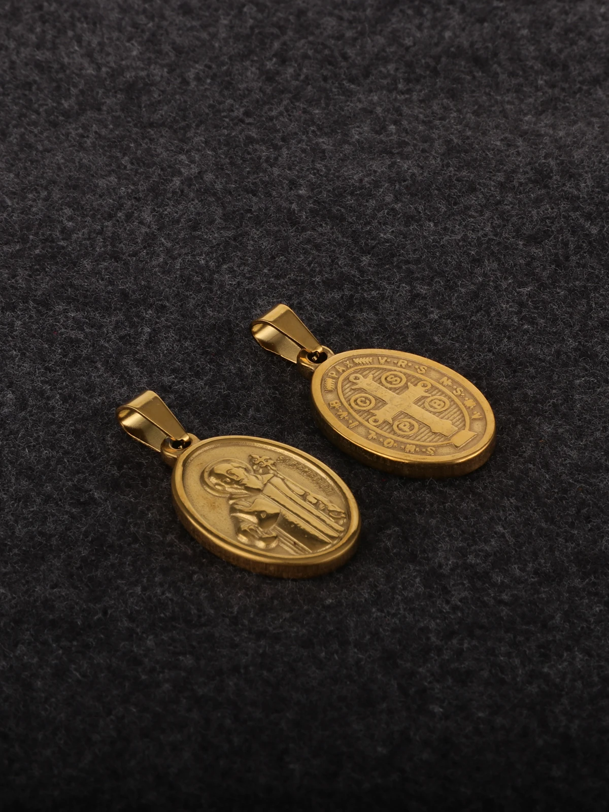 Exorcism Saint Benedict Medal Charms Christian Oval St.Benedict Stainless Steel Pendant for DIY Jewelry Accessories