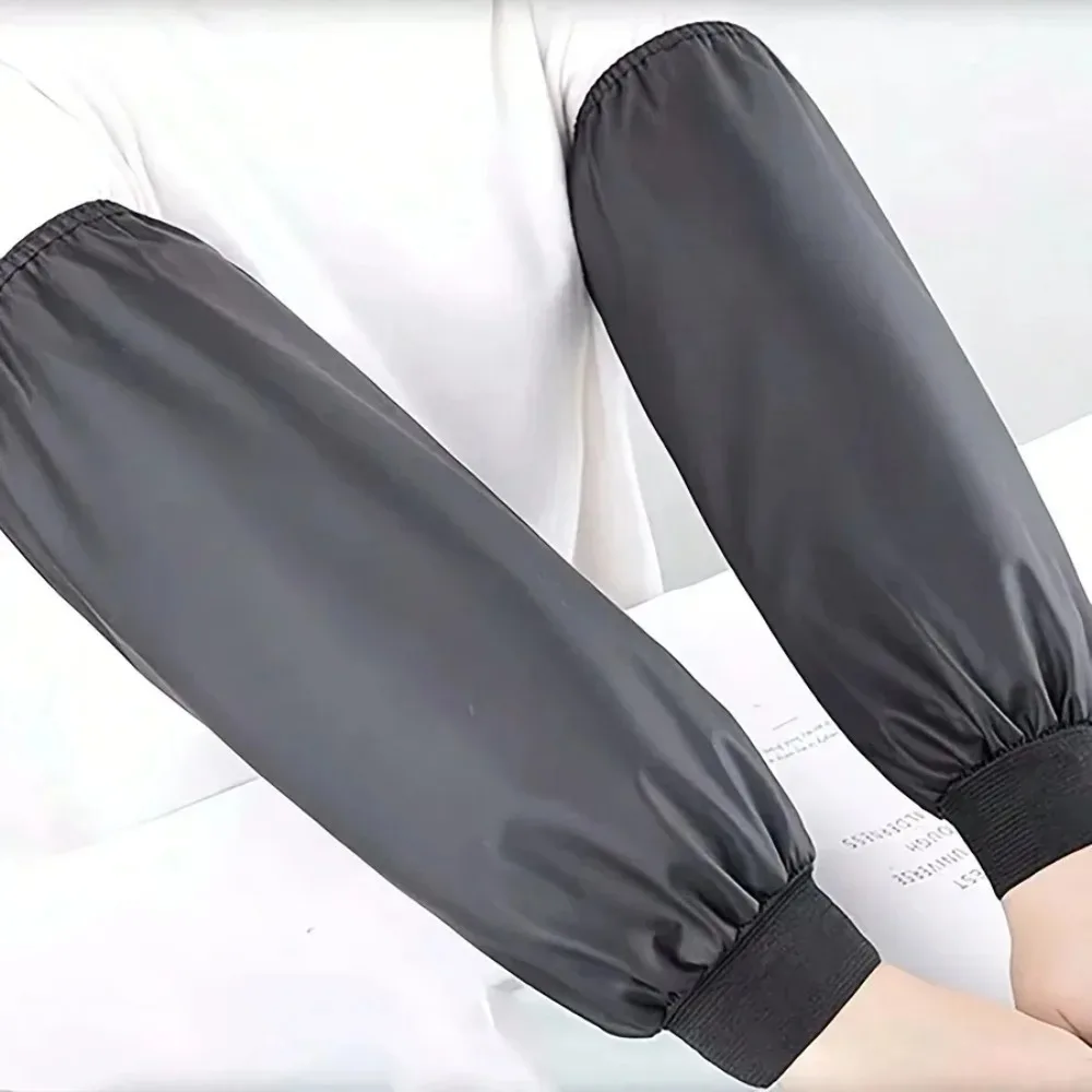 Heavy-Duty Black Faux Leather Arm Sleeves - Waterproof & Oil-Resistant for Kitchen, Occupational Work & Industrial Use