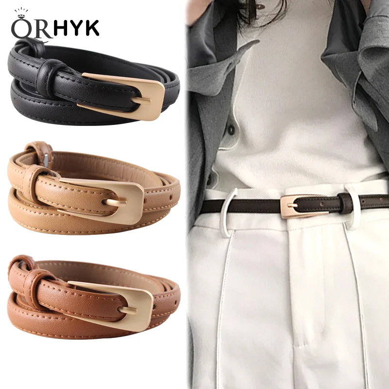 

Women's Waist Belt Vintage Minimalist Thin Belt Casual Versatile Needle Button Belt For Skirts Jeans Decoration Waist 100%Buckle