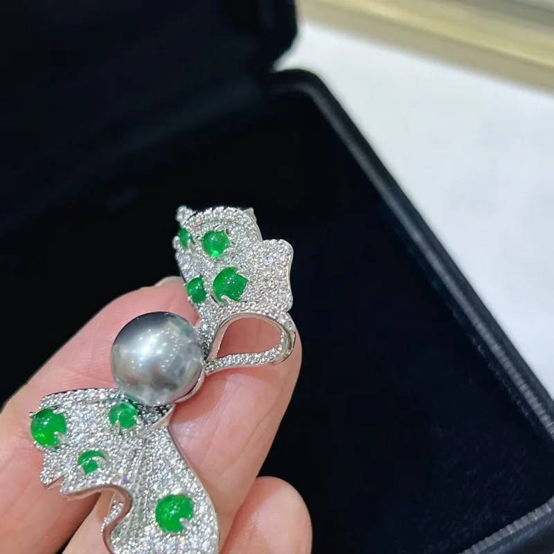 SGARIT S925 Luxus Natürliche Tahiti Perle Zirkon Bogen Brosche Zarte Glänzende Bowknot Broche für Frauen Kleidung Corsage