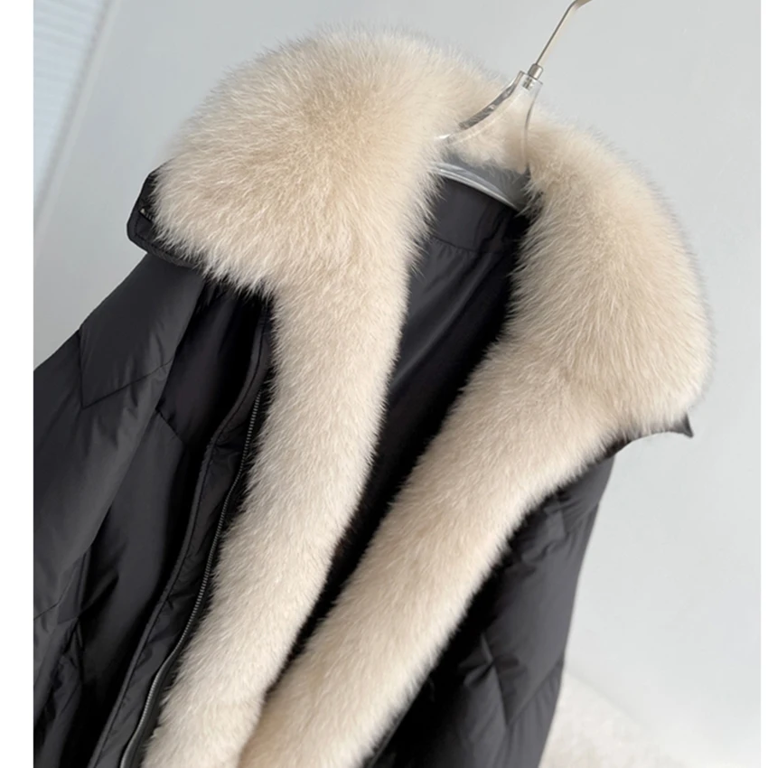 2022 Fashion New Autumn Winter Women\'s Warm Goose Down Jacket With Real Fox Collar Thick Women Coat Luxury Outwear Female Coat