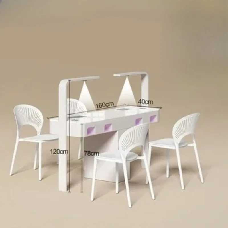 

Пылесос Коммерческий маникюрный стол Кремовый стиль Набор столов и стульев для ногтей со встроенным мощным пылесосом второго поколения