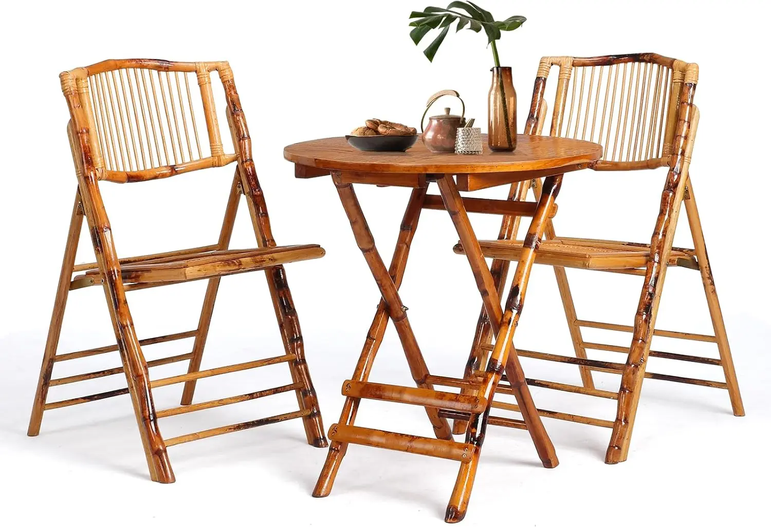 

Бамбуковый складной стул-стол, набор из 3 предметов для бистро, складные обеденные деревянные стулья, удобное сиденье для улицы и помещения, патио, 3 шт.