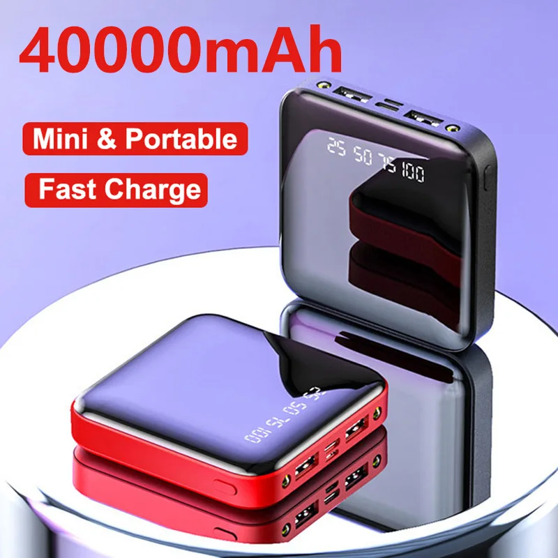 Portable Mini Power Bank Fast Charging 40000mAh External Charger Digital Display External Battery Pack LED for iPhone Xiaomi