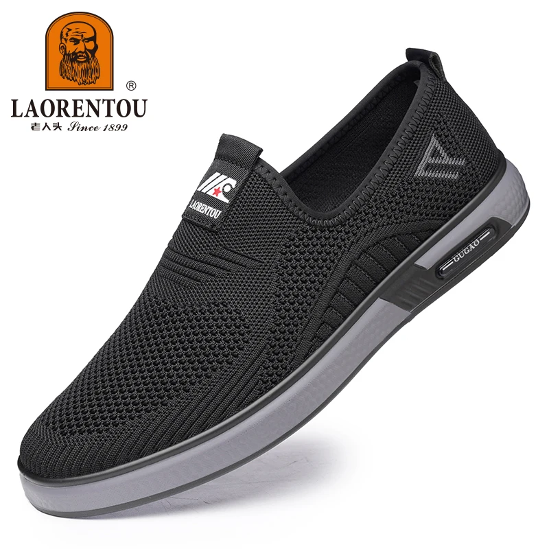 LAORENTOU breathable mesh shoes for men, lightweight soft soled sports shoes, outdoor casual anti slip running shoes