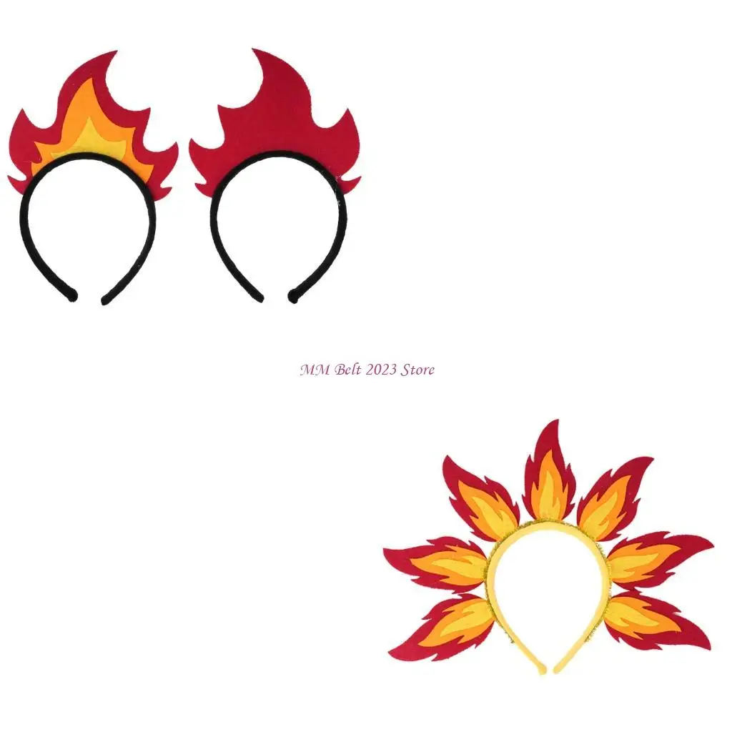 

49ME повязка для волос с пламенем в стиле панк, художественный головной убор с огнем для маскарадов, празднований дней рождения,