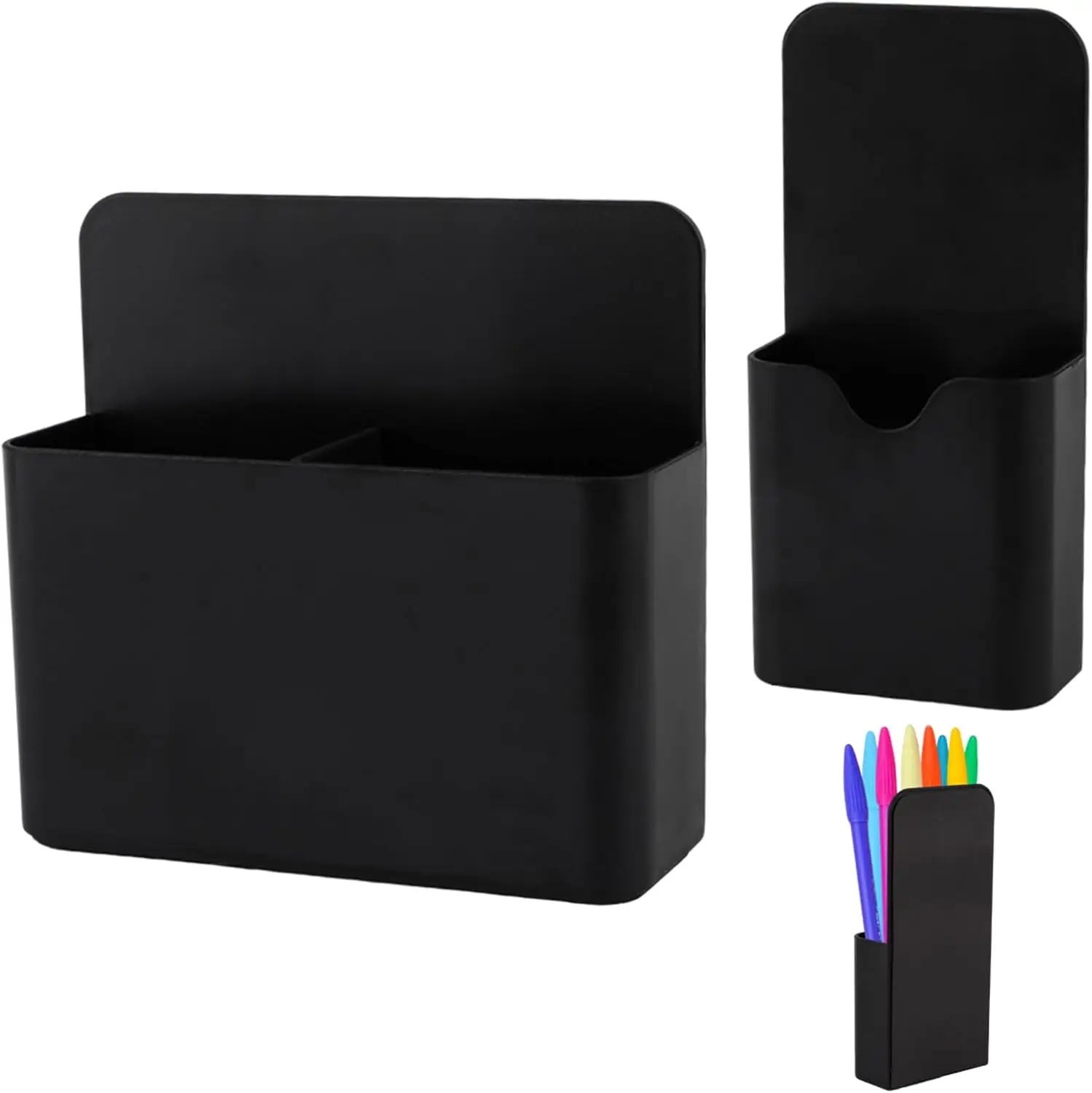 

Magnetic Pen Holder 2 Pack with Adjustable Divider for Refrigerator Whiteboard Locker Storage