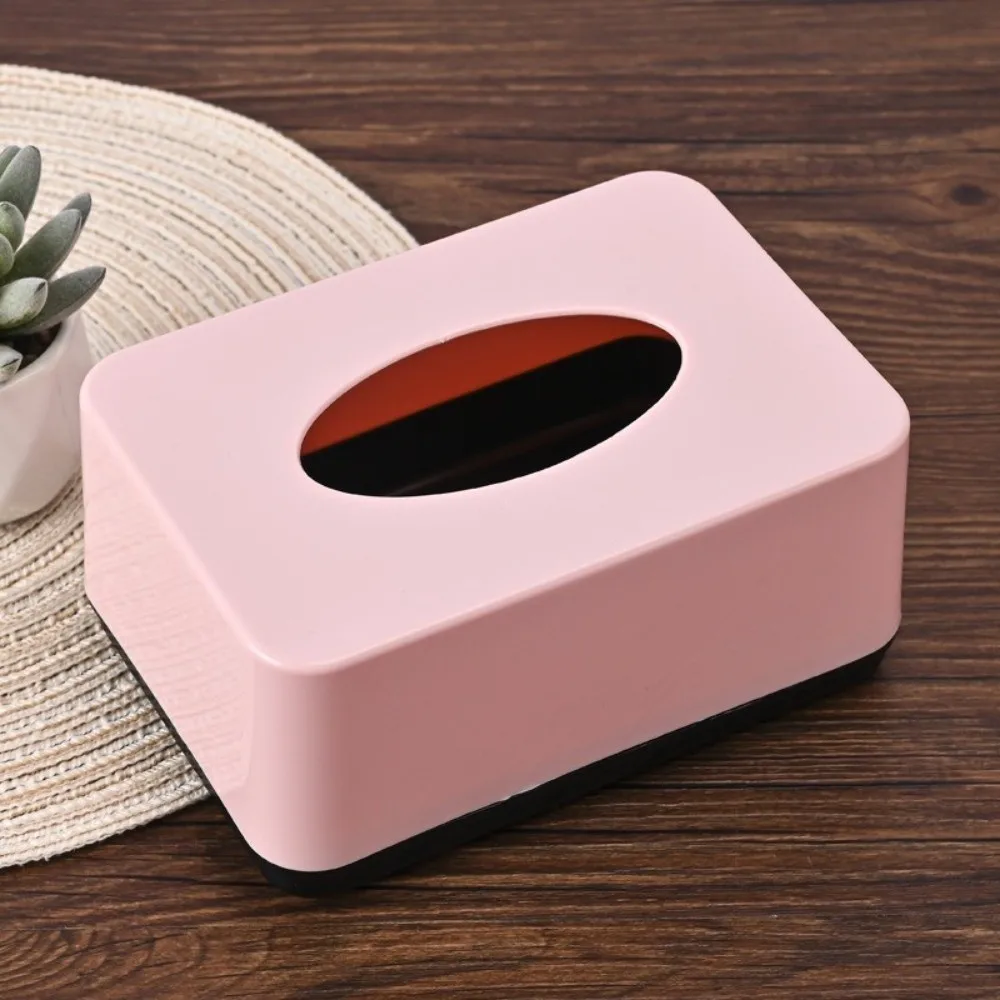 Simplicity Design Plastic Tissue Box Square Durable Napkin Holder Solid Color Tissue Case Home Use