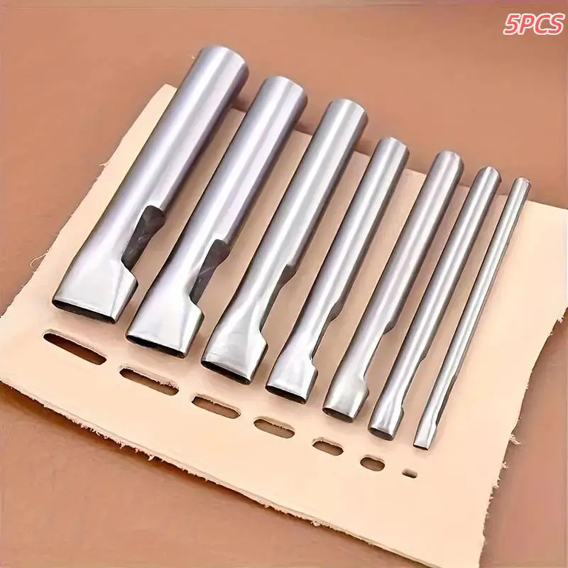 5-teiliges ovales Lederperforator-Set aus Edelstahl, 1,5–9 mm, geeignet für DIY-Taschen, Schuhe, Gürtel, robustes Handwerkzeug-Set – Detail 1