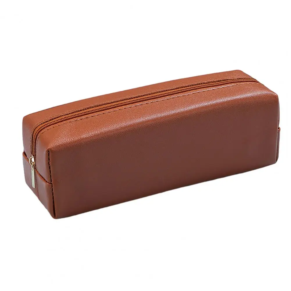 Pencil Bag with Smooth Zipper Faux Leather Pencil Case Organizer Small Zipper Pen Pouch Multi-functional Cosmetic for Travel
