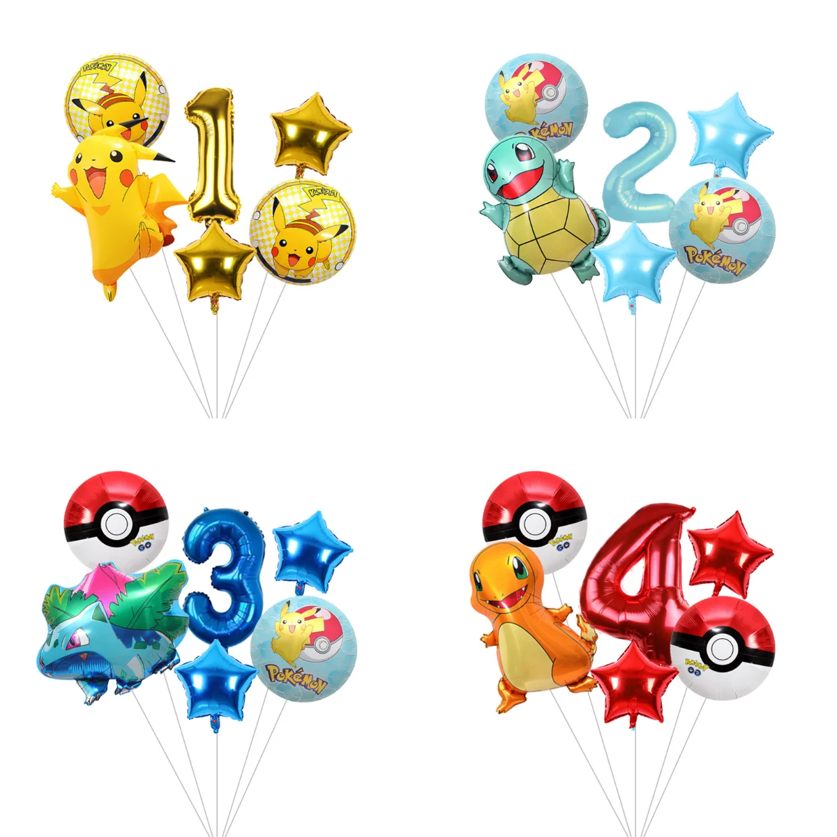 Beliebtes Cartoon-Pikachu-Ballon-Dekorationsset, Aluminiumfolienballons für Partydekoration, Geburtstagstorten-Tischdekoration, Dekorationszubehör