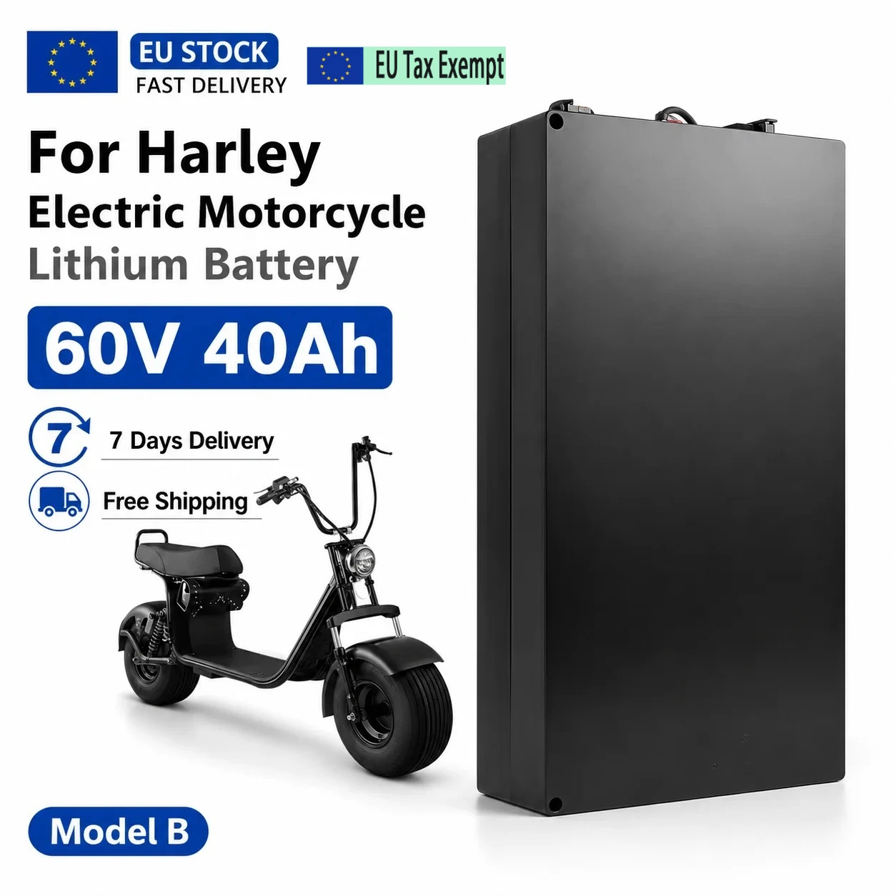 60V 30Ah Elektromotorrad Wasserdichter 18650 Lithium-Akkupack 1000W Geeignet für Harley Elektroroller-Batterie