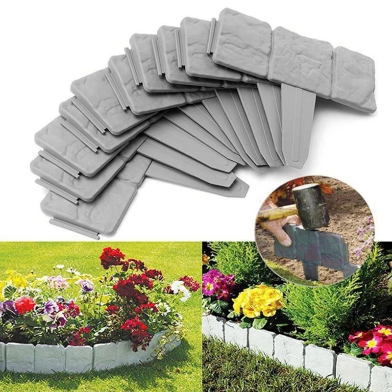 Garden Edging Border Plastic Landscape Edging Imitation Stone Effect Fence Flower Bed Edging Decorative n Fence Drop Ship