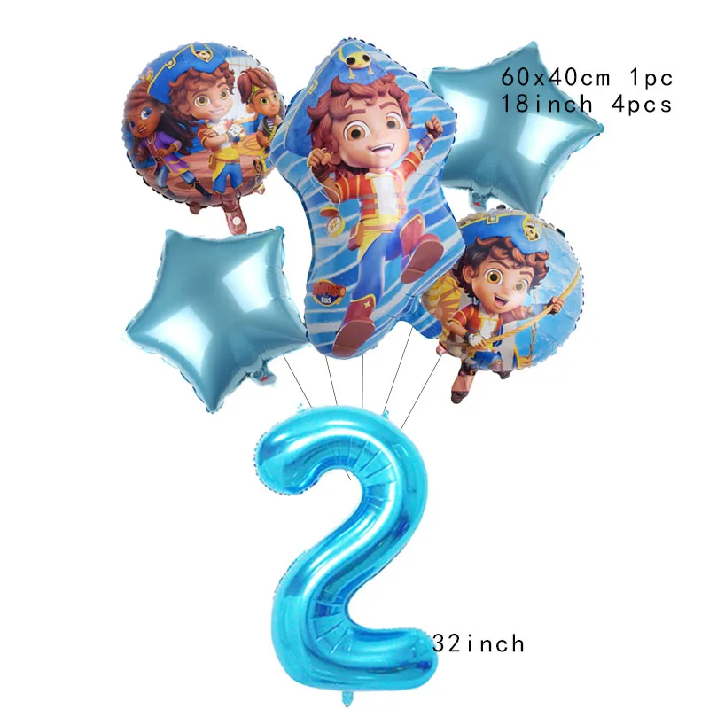 Santiago Game Foil Balloon Birthday Party Decor Supplies Blue Number Ballon Baby Shower Kid Adventure Toy Globos Boy Gift