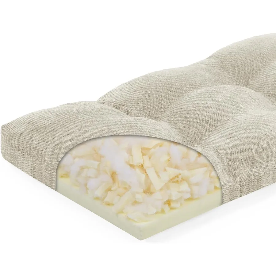 

40 Inch Memory Foam Bench Cushion DualLayer Patent Design NonSlip Indoor Bench Cushion with Ties 40x15x3Inch Beige