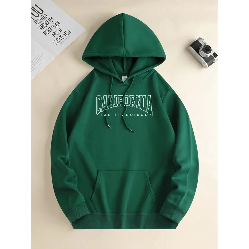 

Men's new fashion hoodie, casual daily drawstring hooded sweatshirt, monogrammed, front kangaroo pocket, men's jacket