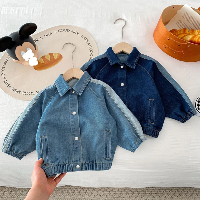 Denim Suit Children\'s Spring Autumn Clothing Set New  Boys Girls Fashionable Blue Denim Coat Spring Autumn 2pcs Set Outfits