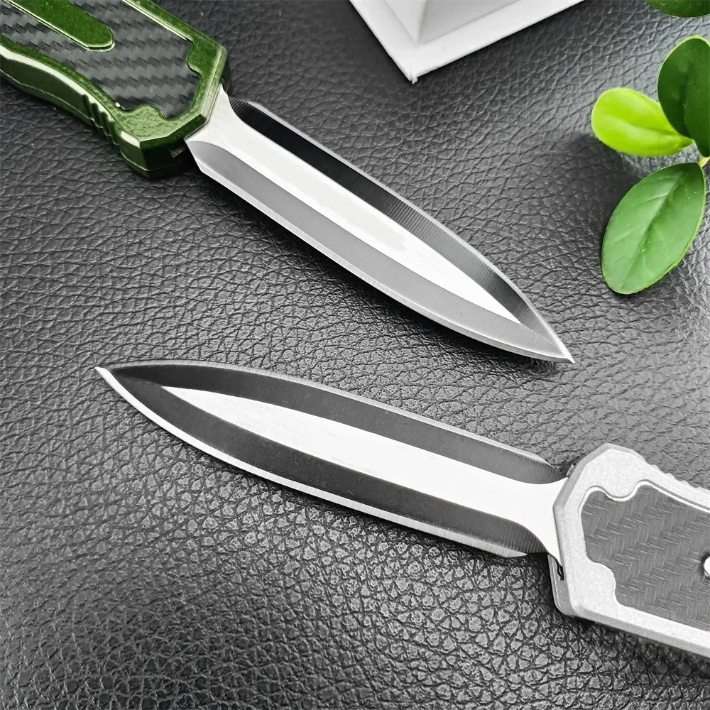 Outdoor Tactical Pocket Knife 440C Blade Zinc Alloy+Carbon Fiber Handle with Pocket Clip Fruit Knife Flipper Knife Camping Tool