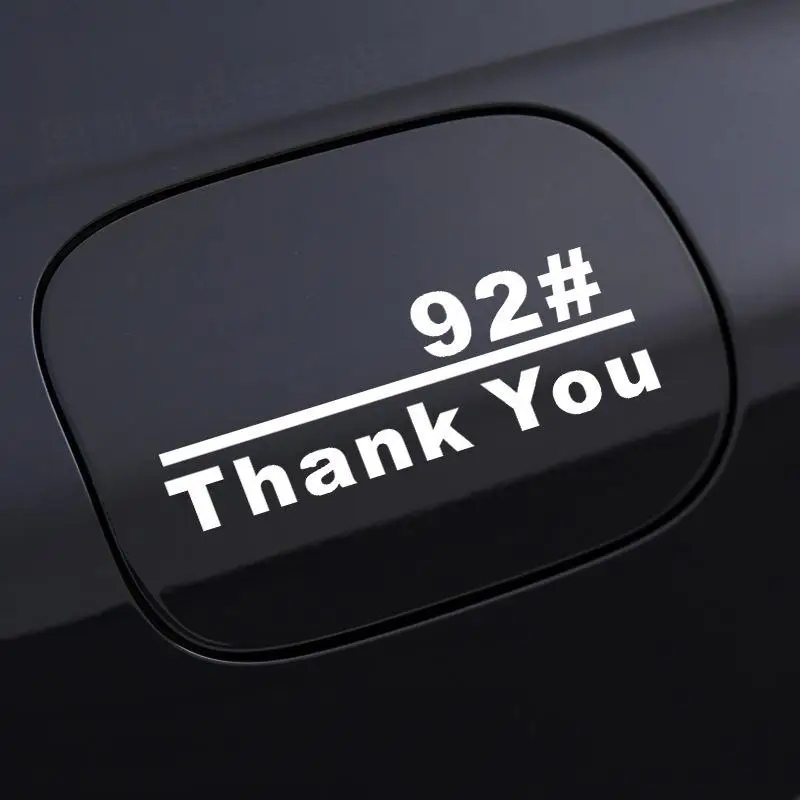 2pcs Thank You Sticker Personalized Car Fuel Tank Cover Sticker Creative Plus No. 92 95 No. 98 Oil-Type Tips Black White