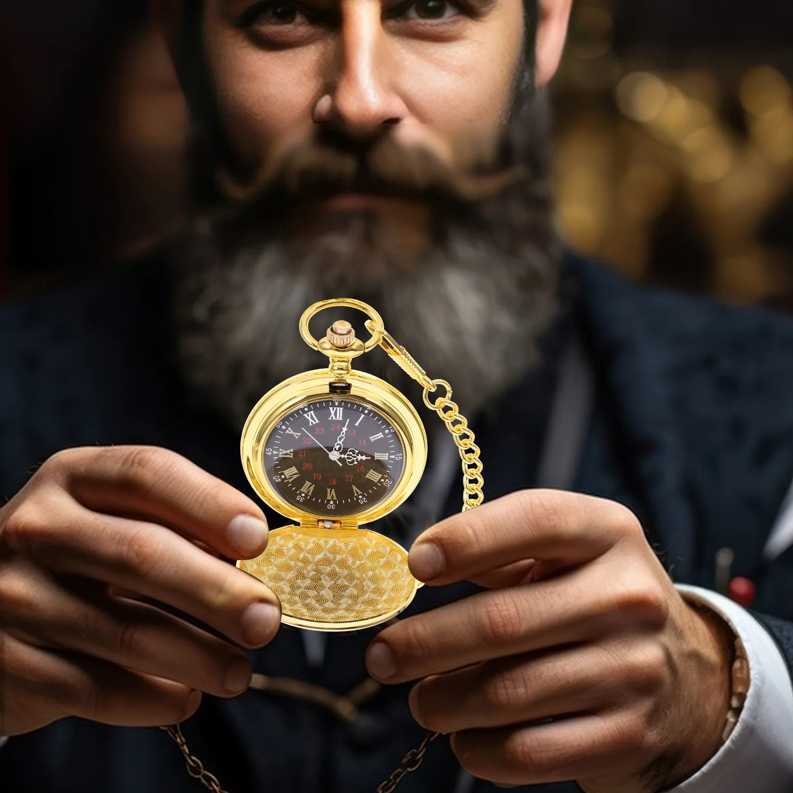 

Vintage Pocket Watch Mechanical Automatic Watches Retro with Chain Car