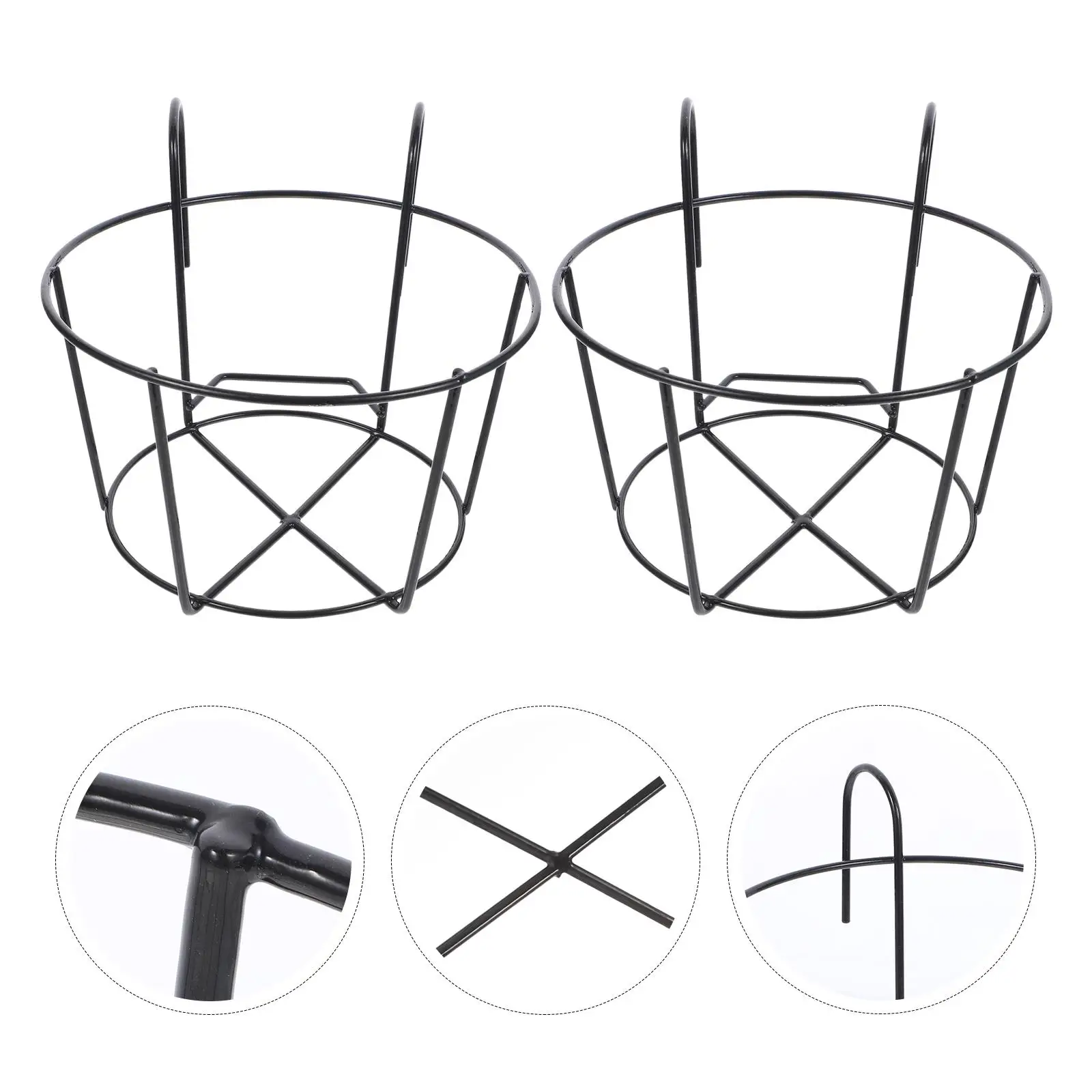 2 Pcs Balcony Flower Stand Black Railing Planter Holder Rack Hanging Deck Planters Durable Metal Bonsai Garden Kitchen Window