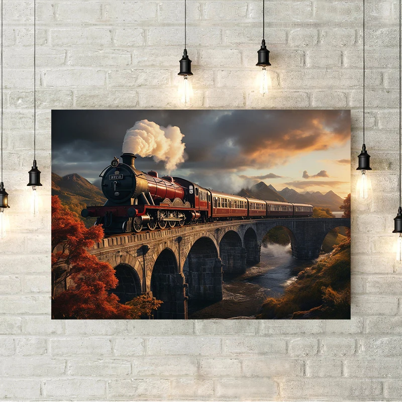 Dark Academia Magical Castle Train School Art Poster Canvas Painting Print Fantasy Magic Wizard Owl Book Wall Decoration Gift