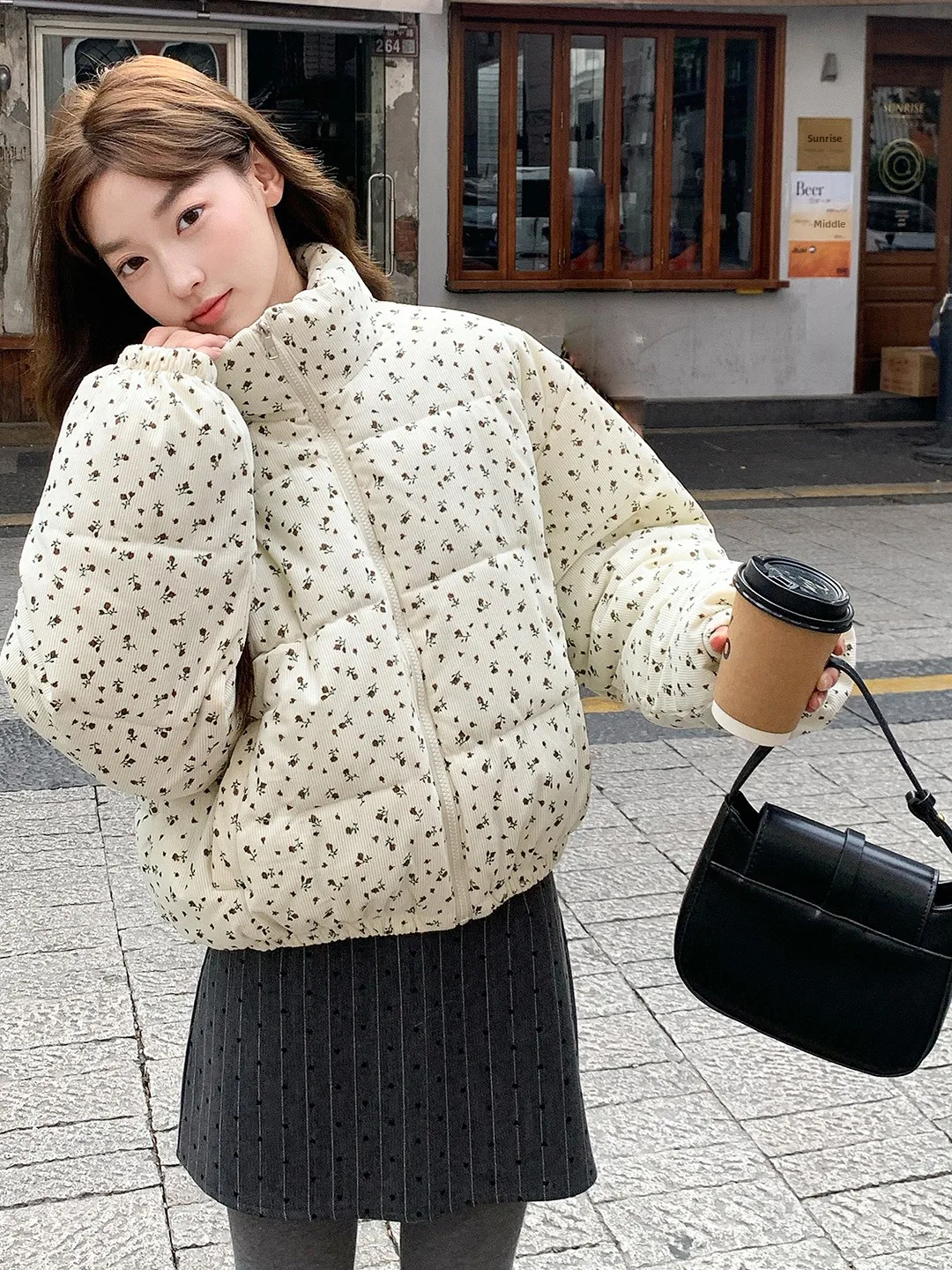 

Korean Countryside Style Women's down Cotton Jacket Winter New Arrival Stand Collar Small Size Warm Bread Style Outerwear