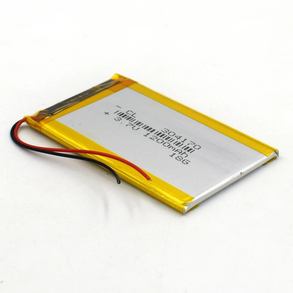 Bateria recarregável Li-ion, 3.7V, 1200mAh, 304170, para MP3, MP4, MP5, GPS, LED, DVD Bluetooth Speaker Headset