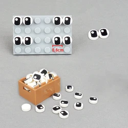 MOC 10PCS Printed Circular Long White Eye Pattern Building Block 98138 Person Figuresed Compatible Accessories Toy Children Gift