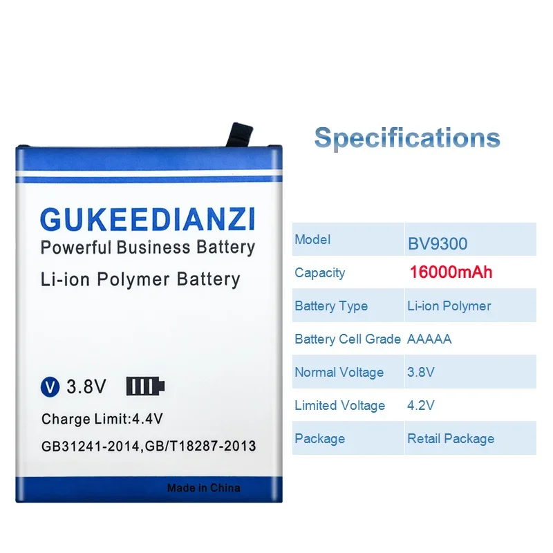 Imagem -03 - Gukeedianzi-bateria de Substituição para Blackview Bv9300 16000mah Li676590ht