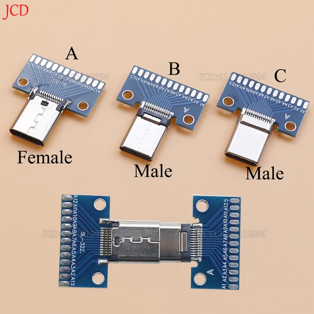 Złącze USB 3.1 typu C Męskie żeńskie typu c Testowa płytka PCB Uniwersalna płytka z portem USB3.1 24P Testowa płytka Złącze wtykowe