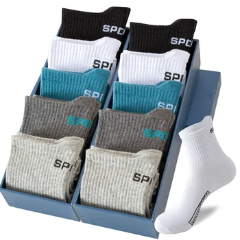 Masculino de algodão orgânico respirável meias esportivas, preto, casual, atlético, primavera, verão, masculino, plus size, EUR38-47, 10 pares