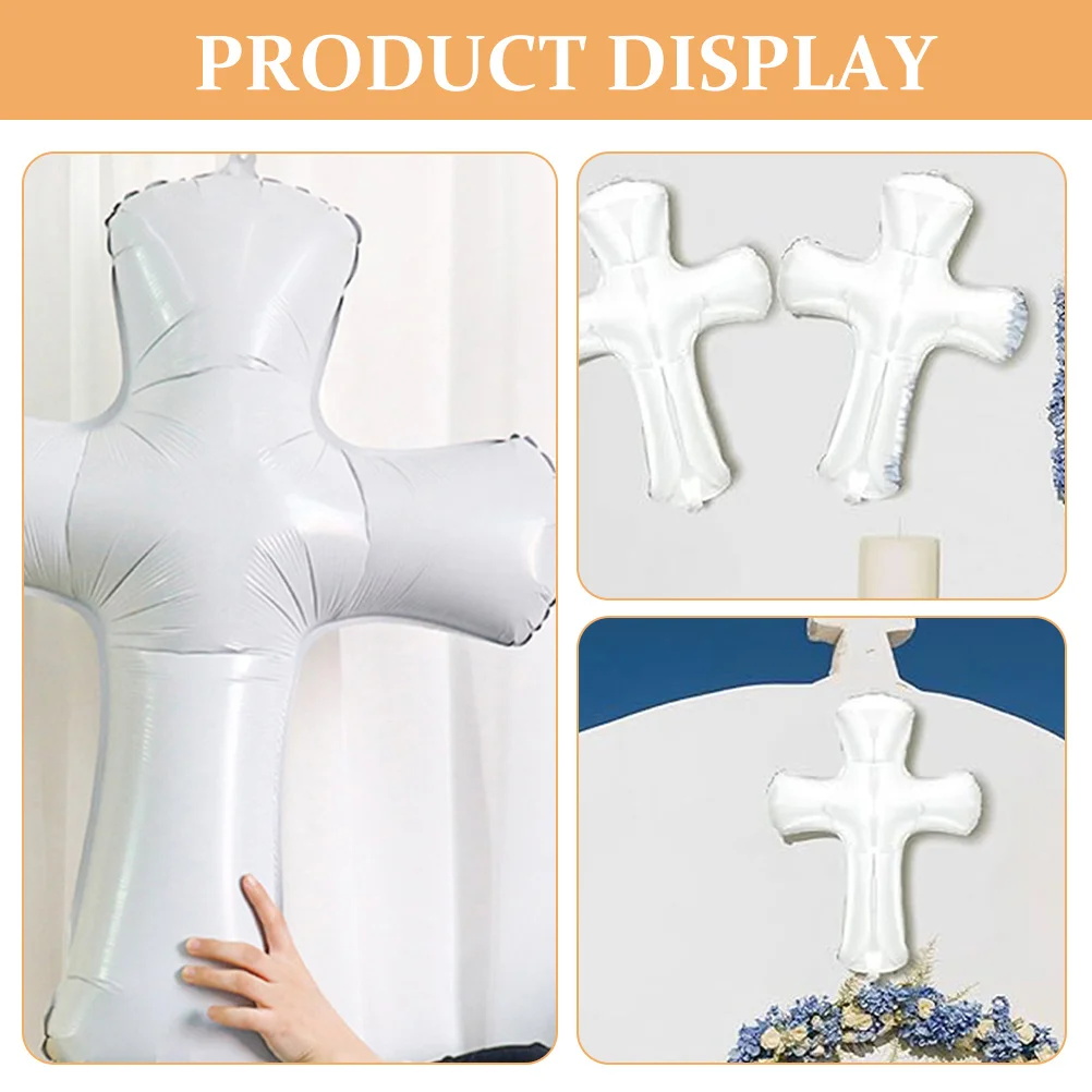 

8Pcs Cross Shape Balloon Baptisms Aluminum Foil Shower Party Badges Christening Decorations Cross Balloons Baptism