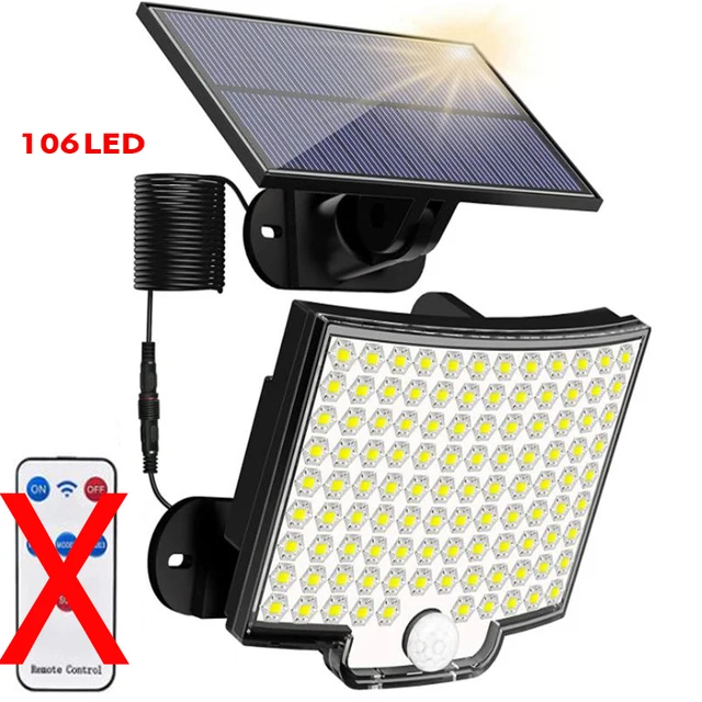 ZHIYU 106 LED superhelle Bewegungsmelder Solarleuchten für den Außenbereich, IP65, wasserdicht, Fernbedienung, Garten, Straße, Veranda, Notfall-Wandleuchte 4