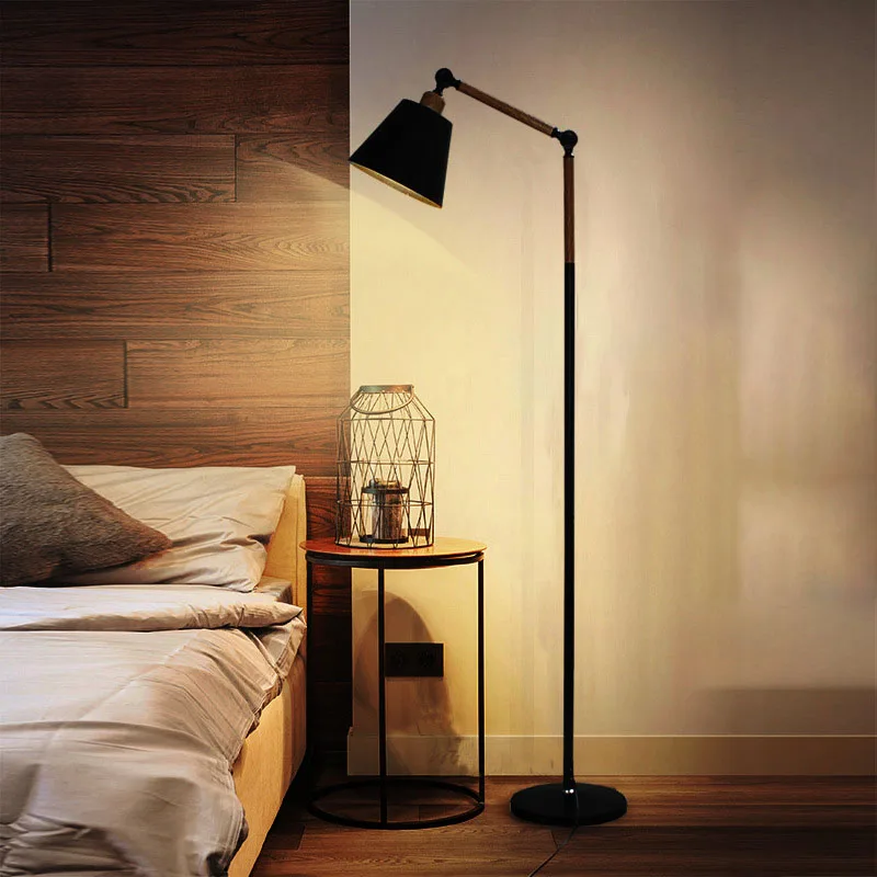 

HARCOWG Nordic White Black Wood Color Floor Lamp Modern E27 Floor Lamps Standing Simple Corner Standing Lamp Metal Reading Light