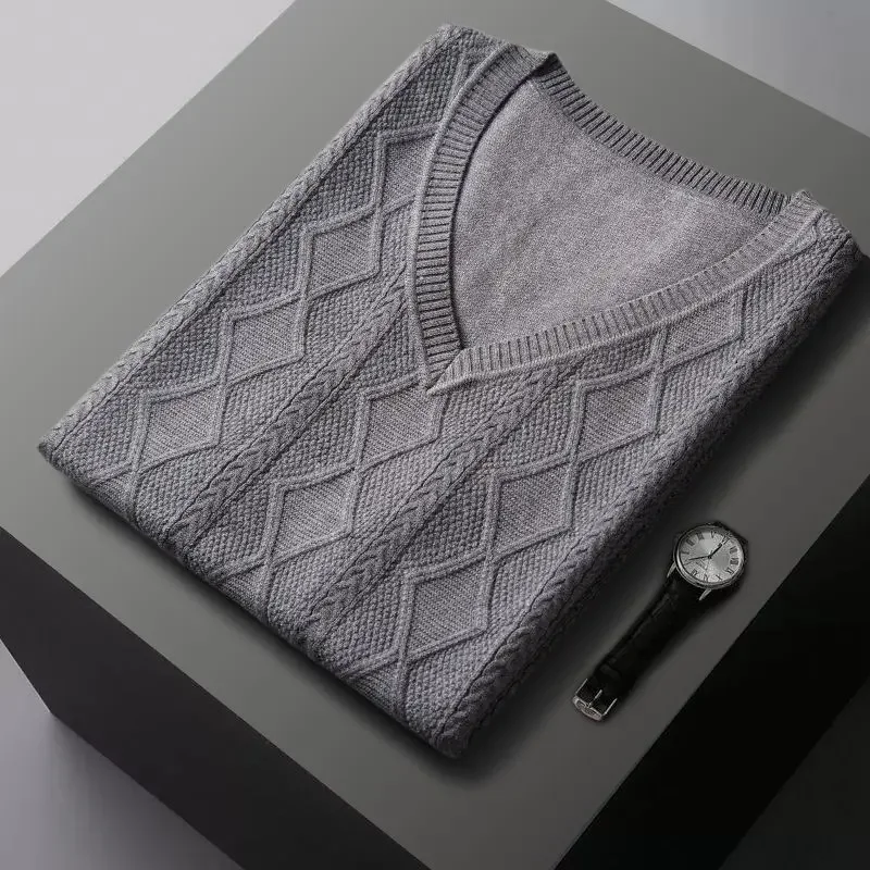 

Вязаный жилет с v-образным вырезом, свободный свитер без рукавов, студенческий жилет, кардиган, однотонный жаккардовый пуловер, осень-зима, теплая вязка