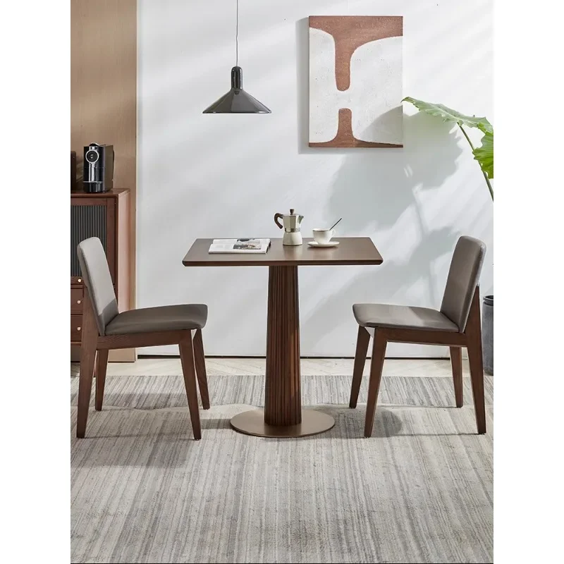 Simple modern household square dining table and chair combination solid wood dining table casual negotiation reception balcony s